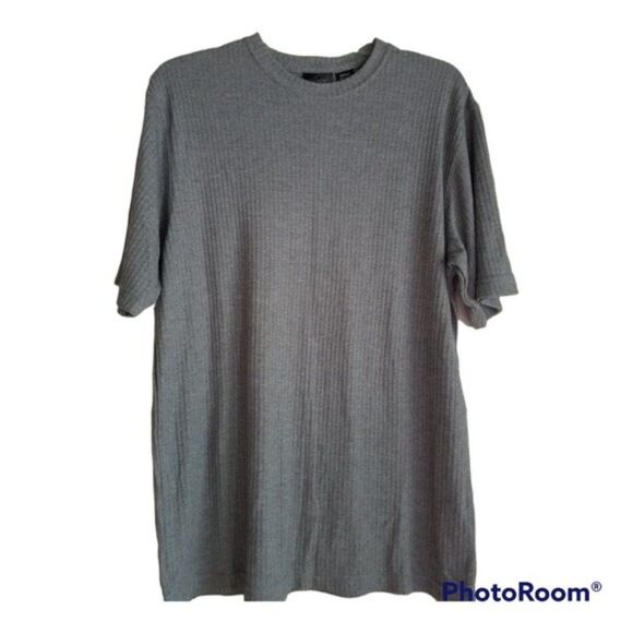 jf j. Ferrar Knit Ribbed Crewneck Dress Shirt Size Medium, Gray NWOT - Picture 2 of 7